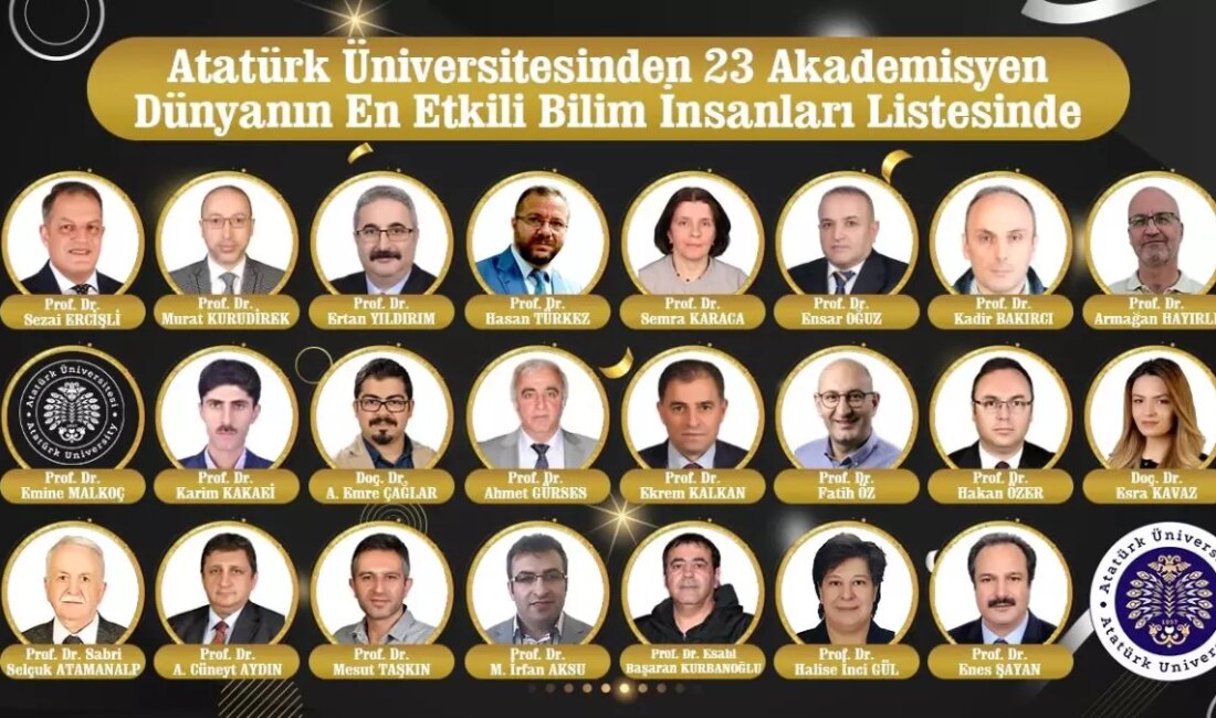 Stanford Üniversitesi'nin 2024 yılı verilerine göre, Atatürk Üniversitesinden 23 akademisyen