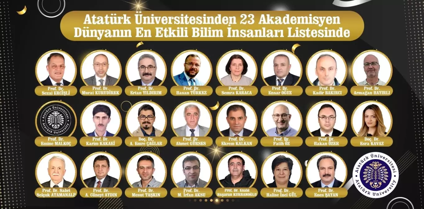 Stanford Üniversitesi'nin 2024 yılı verilerine göre, Atatürk Üniversitesinden 23 akademisyen