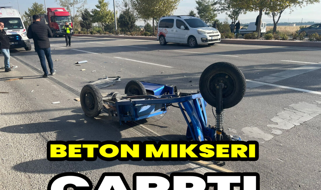 Ankara-Konya karayolunun Konya istikametinde, beton mikser tırı ile 5 tekerlekli