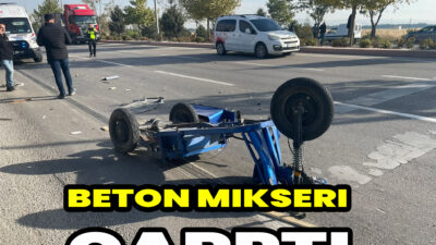 Ankara-Konya karayolunun Konya istikametinde, beton mikser tırı ile 5 tekerlekli