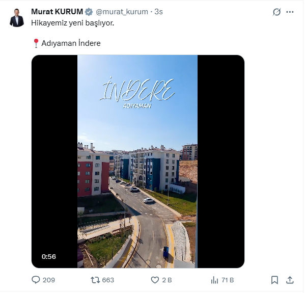 Çevre, Şehircilik ve İklim Değişikliği Bakanı Murat Kurum, sosyal medya