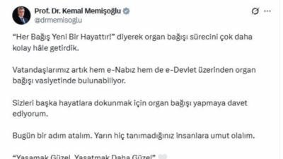 Sağlık Bakanı Kemal Memişoğlu, sosyal medya hesabından yaptığı paylaşımda, “’Her