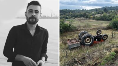 Hopanlar Mahallesi’nden tarlaya giden Çiçek’in kullandığı traktör, direksiyon hakimiyetinin kaybolması