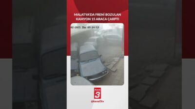Malatya’da fren arızası yapan bir kamyon, yokuş aşağı hızla inerek