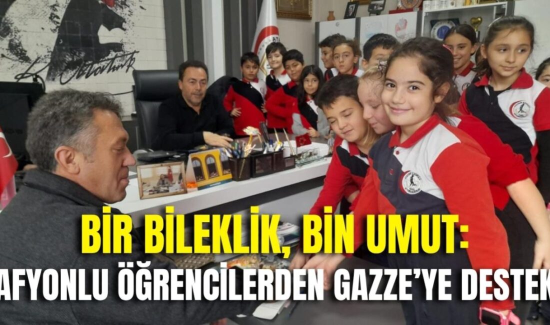 Afyonkarahisar merkezdeki Atatürk İlkokulu 4-İ sınıfı öğrencileri, Gazze’de yaşanan insani