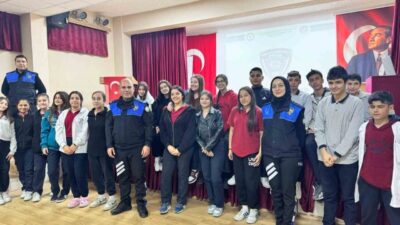 Afyonkarahisar’da polis ekipleri tarafından lise öğrencilerine 112 Acil durum hattının