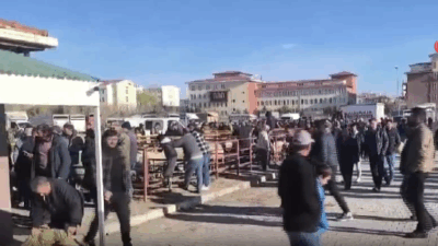 Sabahın erken saatlerinden itibaren pazara gelen küçükbaş hayvan üreticileri, besleyip