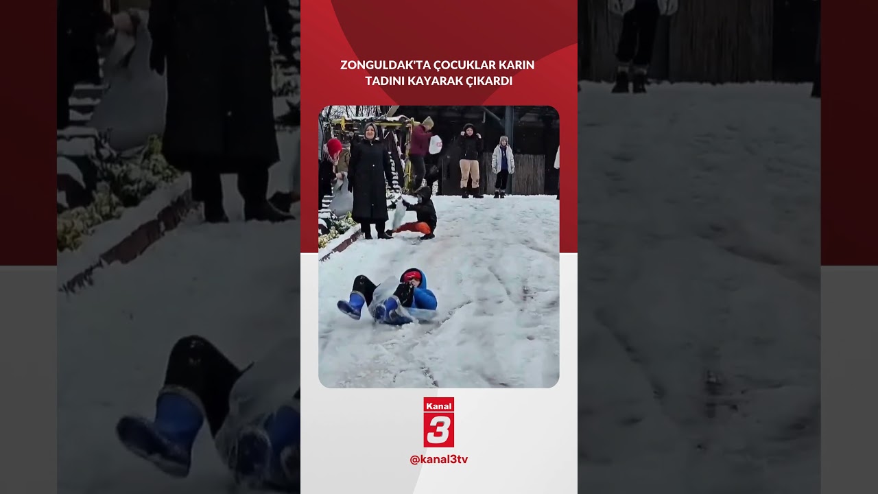 Zonguldak’ta çocuklar karın tadını kayarak çıkardı!