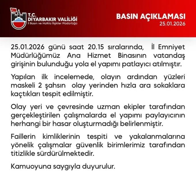 Diyarbakır Emniyet Müdürlüğü’ne bombalı saldırı