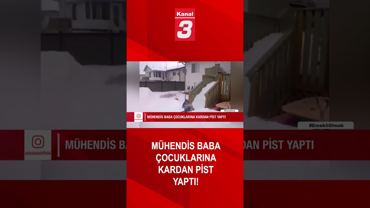 Mühendis baba çocuklarına kardan pist yaptı!