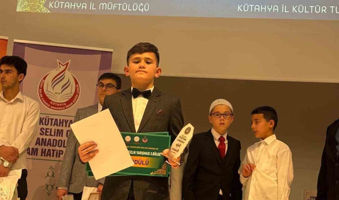 Afyonkarahisarlı 11 yaşındaki hafızlık öğrencisi Muharrem Ufkum Koç, Kütahya’da düzenlenen