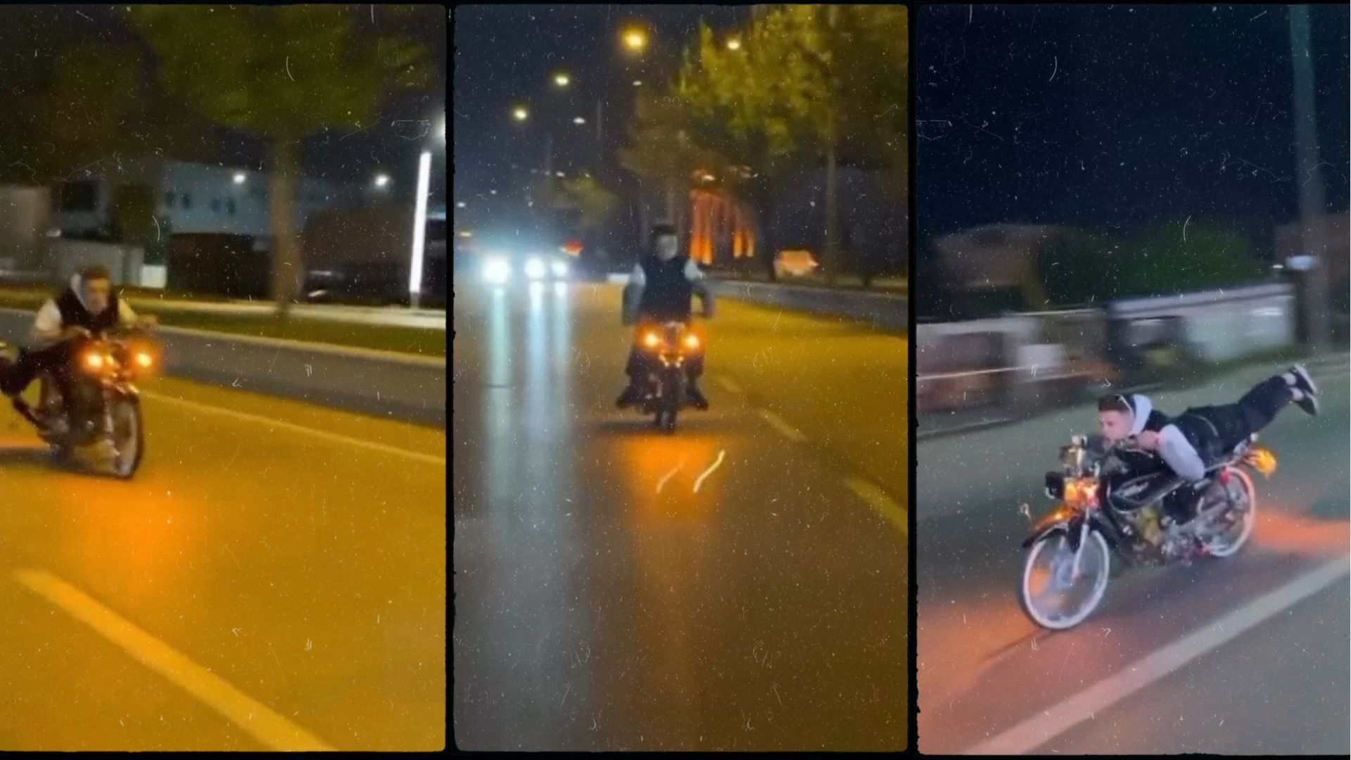 Motosikletin üzerine uzanmanın faturası ağır oldu!