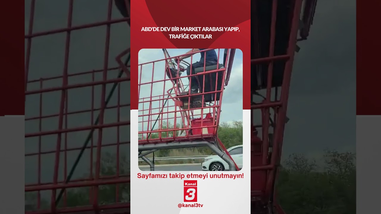 ABD’de dev bir market arabası yapıp, trafiğe çıktılar…