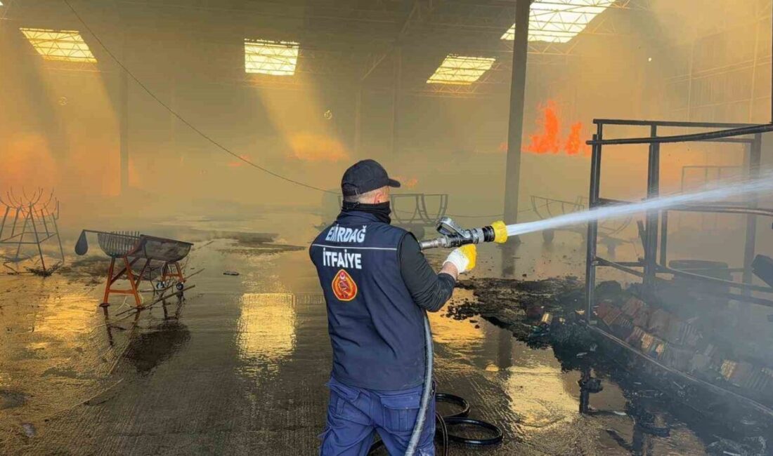 Afyonkarahisar’da kamış işleme fabrikasında çıkan yangın itfaiye ekiplerinin yaklaşık 3