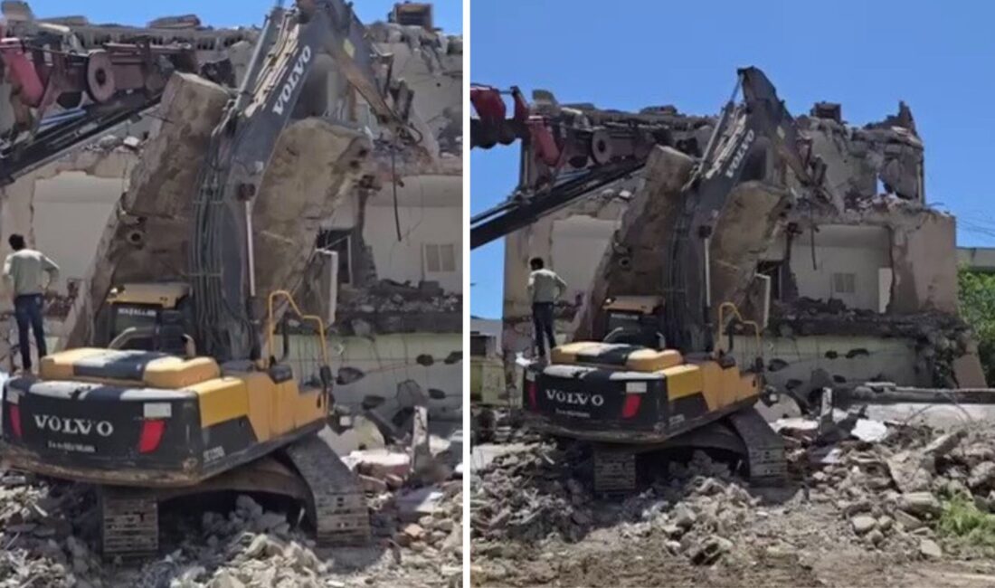 Yıkım sırasında dev blok kabinin üzerine devrildi Olay, Kahta ilçe