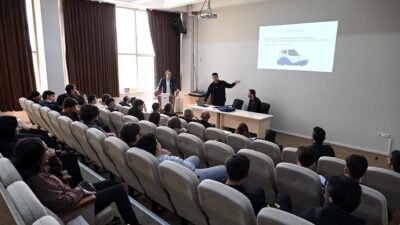 Mühendislik Fakültesi Seminer Salonunda düzenlenen söyleşiye; Milli Eğitim Müdürlüğü Yenilik