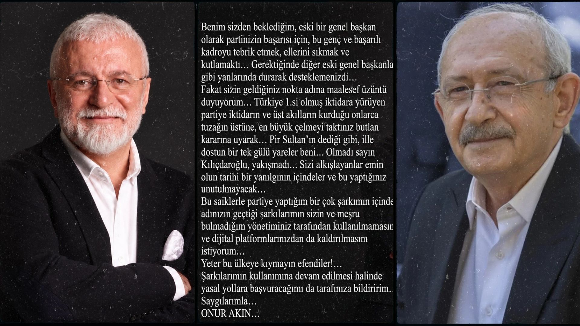 Onur Akın, Kılıçdaroğlu’na ‘Şarkılarımı kullanmayın’ dedi