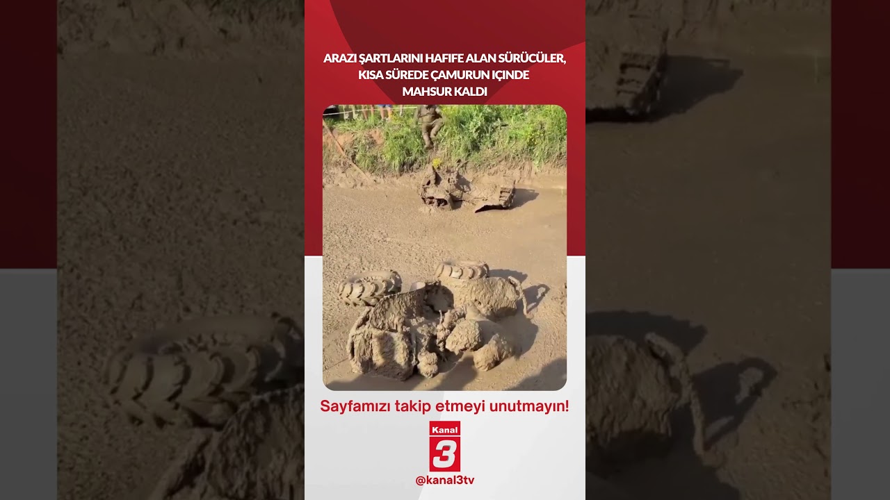 Arazi şartlarını hafife alan sürücüler, kısa sürede çamurun içinde mahsur kaldı!