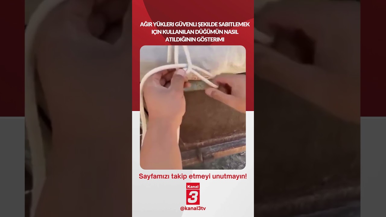 Ağır yükleri güvenli şekilde sabitlemek için kullanılan düğümün nasıl atıldığının gösterimi…