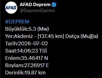 5.3 büyüklüğünde deprem! 1 5.3 büyüklüğünde deprem!