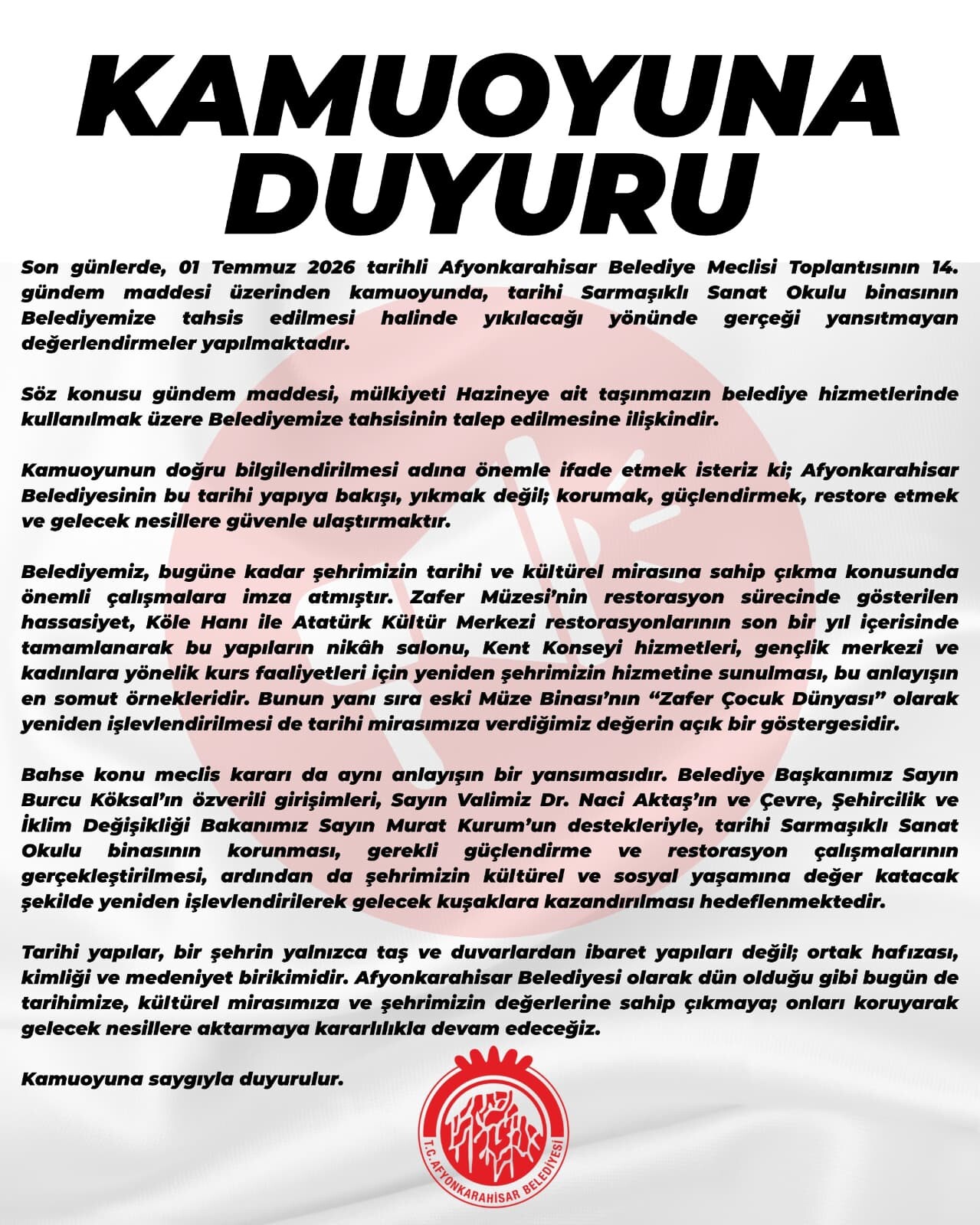 Belediyeden Sarmaşıklı Sanat Okulu iddialarına yanıt