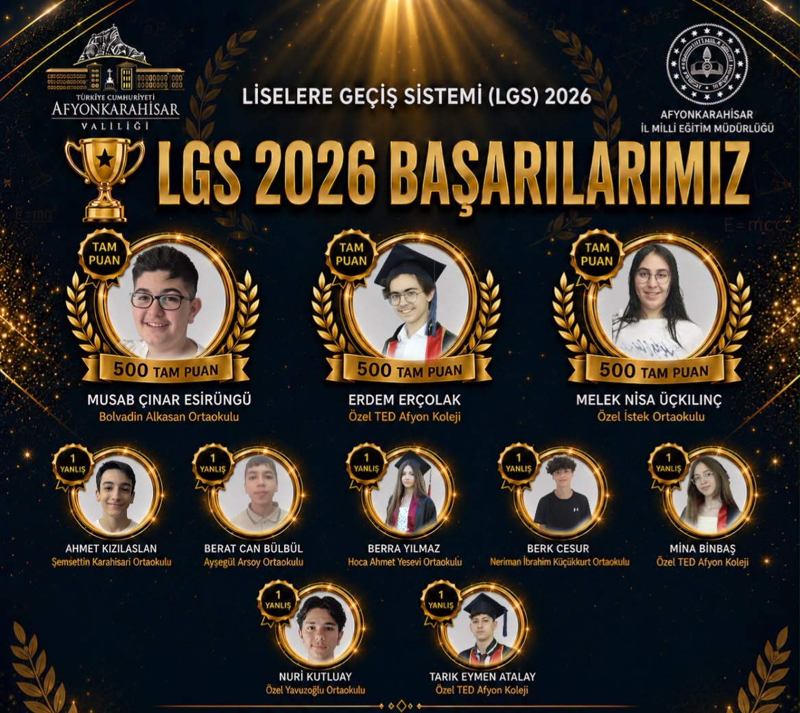 LGS ve İOKBS'de Afyon'un gurur tablosu