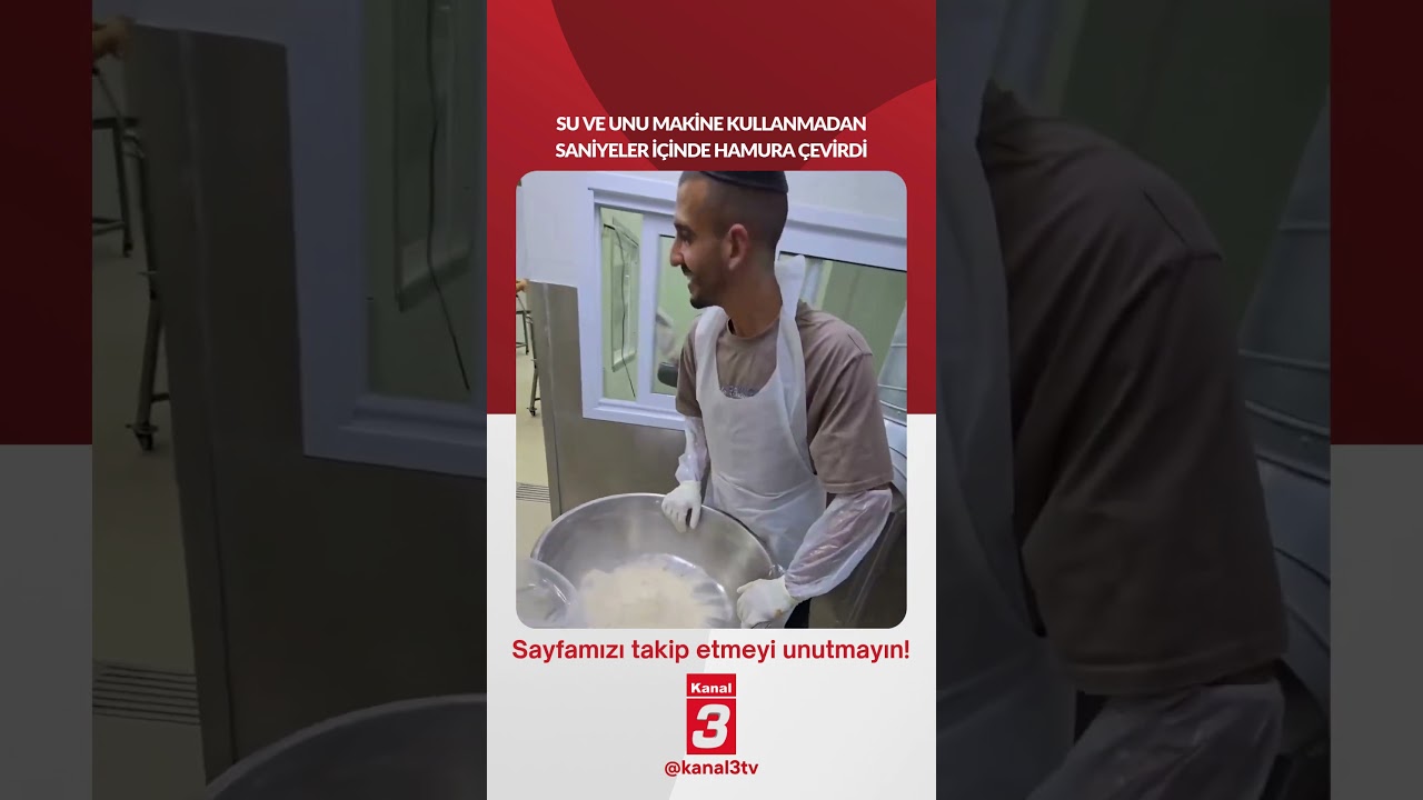 Su ve unu makine kullanmadan saniyeler içinde hamura çevirdi…